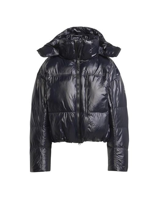 Adidas By Stella McCartney Black Truenature Wind Resistant Synthetic Fill Long Sleeve Short Puffer Jacket