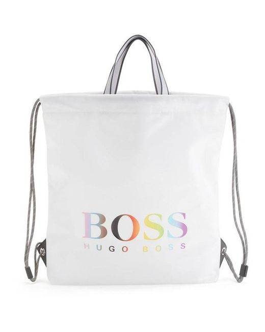 Boss White Tlove Drawstring Backpack for men