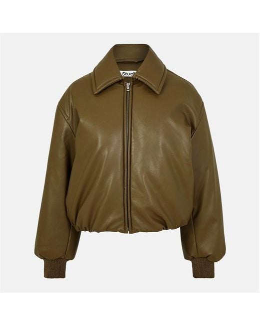 Acne Green Coated Bomber Jacket