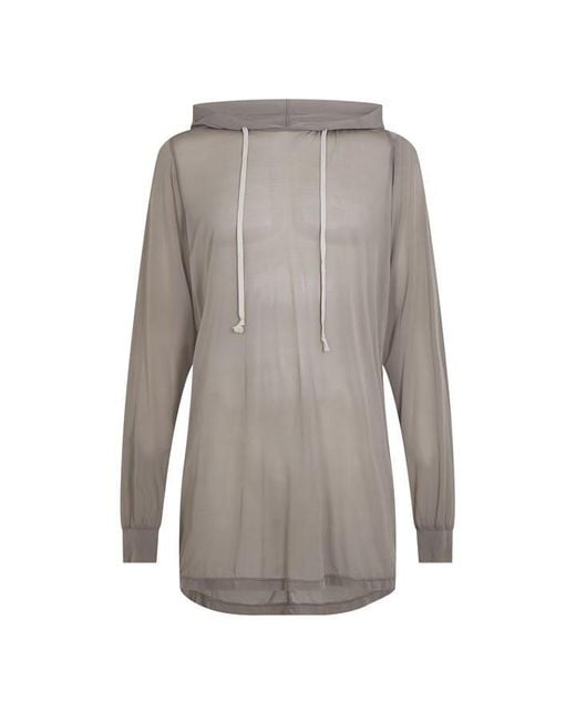 Rick Owens Gray Sheer Knitted Hoodie for men