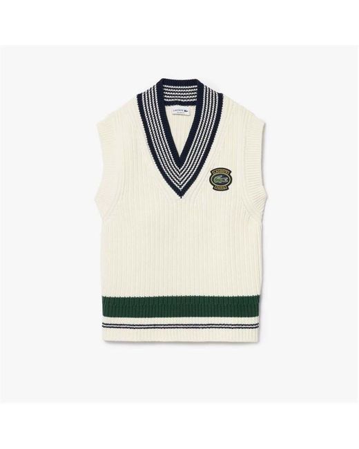 Lacoste White Heavy Cotton Badge Accent Tennis Sweater for men