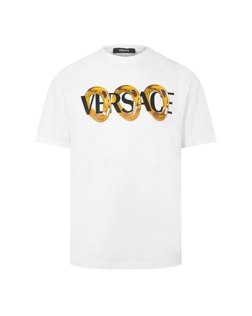 Versace White Ring Graphic T-Shirt for men