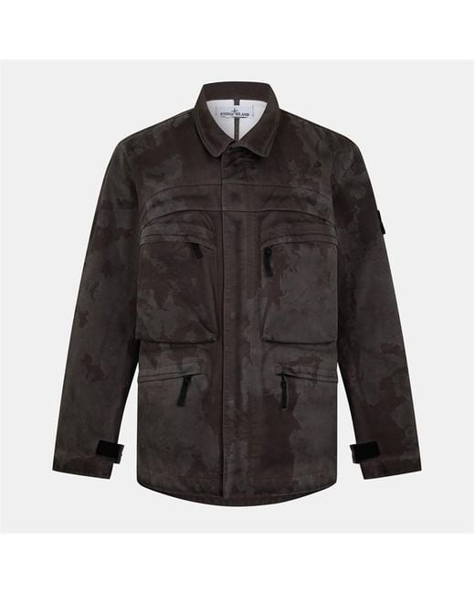 Stone Island Black Raso Gommato Laser Camo Jacket for men