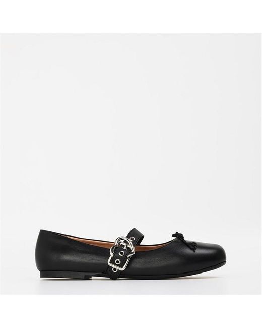 Love Moschino Black Buckle Ballet Pumps