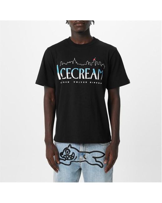 ICECREAM Black Cityscape Graphic T-Shirt for men