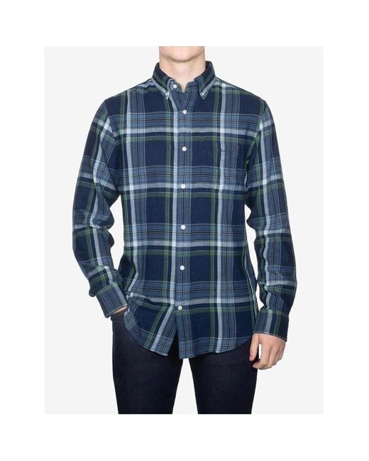 Gant Blue Regular Fit Indigo Twill Check Shirt for men