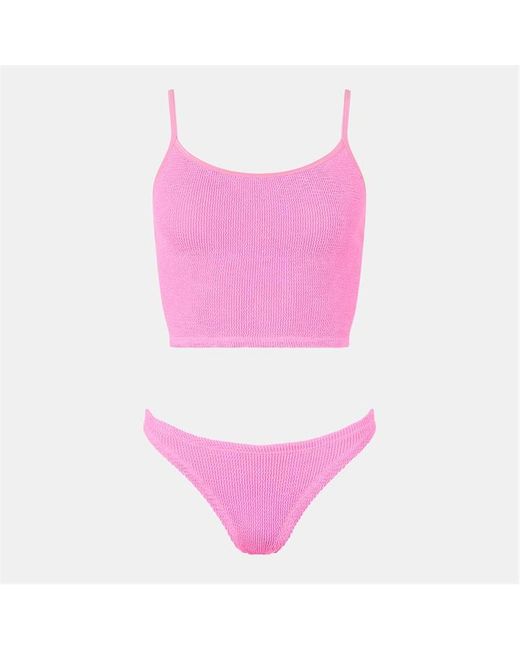 Hunza G Pink Crinkle Uv-Protective Quick-Drying Bikini Sets