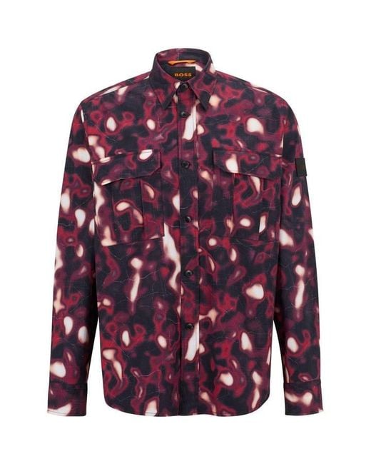 Boss Purple Lisel Plain Long-Sleeve Shirt for men