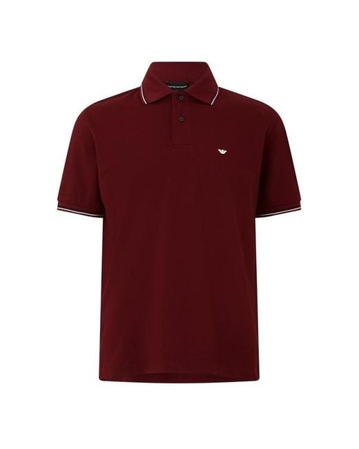 Emporio Armani Red Short Sleeve Polo Shirt for men