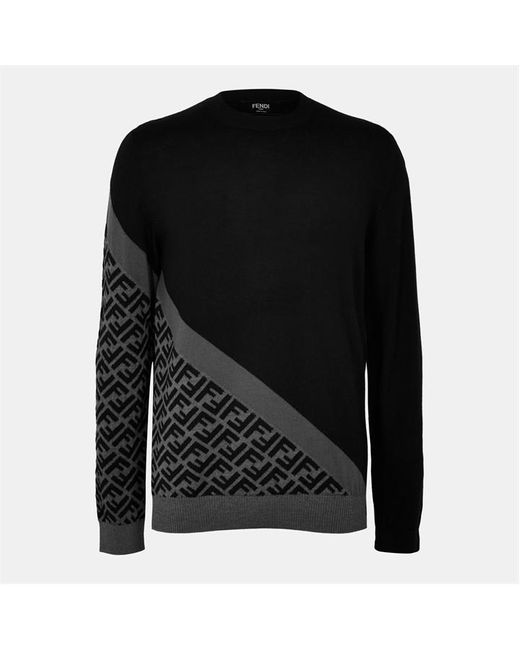 Fendi Black Diagonal Pullover Jumper for men