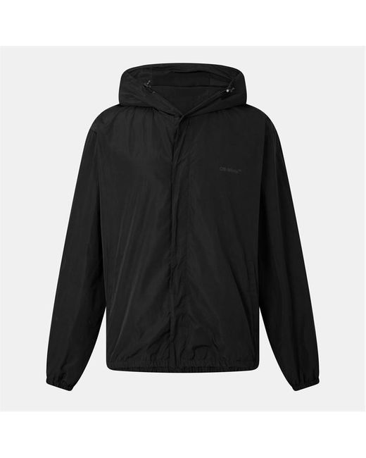 Off-White c/o Virgil Abloh Black Diag Print Technical Fabric Hooded Windbreaker for men