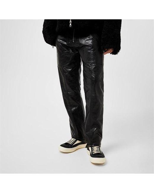 Cole Buxton Gray Leather Stacked Carpenter Pants for men