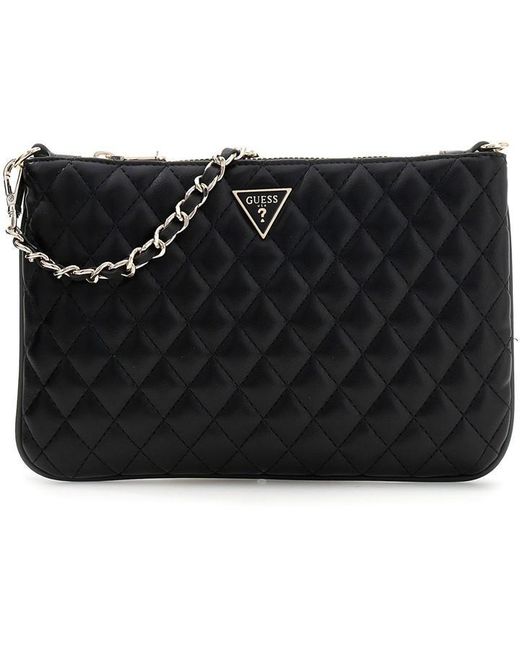 Guess Black Quilt Pouch Quilted Wallet On Chain