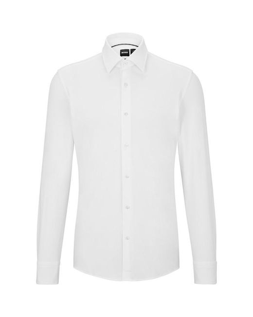 Boss White P Hank Kent Long Sleeve Oxford Shirt for men
