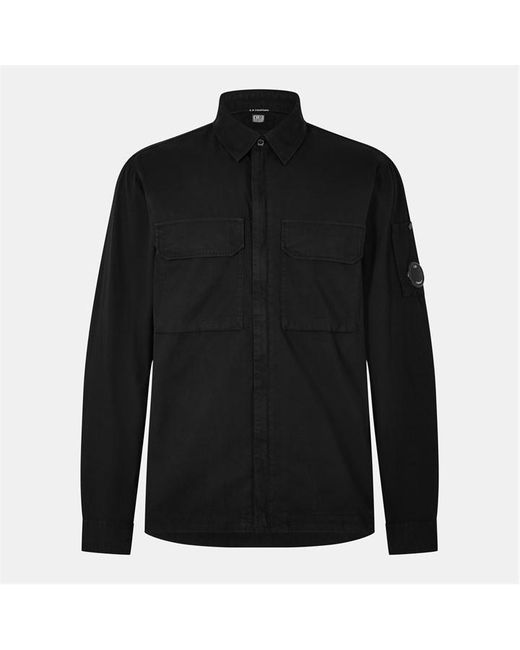 C P Company Black Gabard Overshirt for men