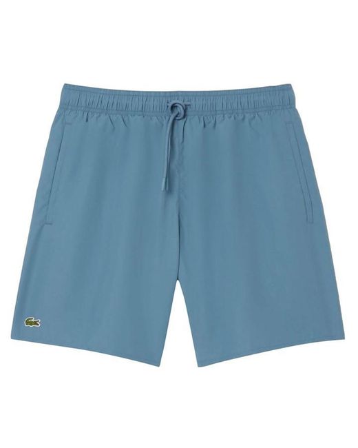 Lacoste White Mid-Length Monochrome Swim Trunks