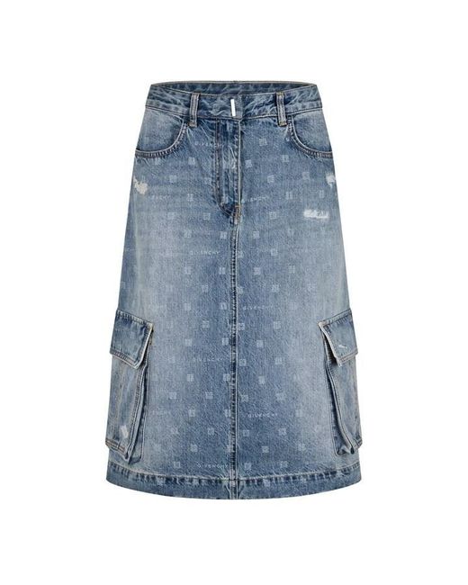 Givenchy Blue 4g Denim Skirt