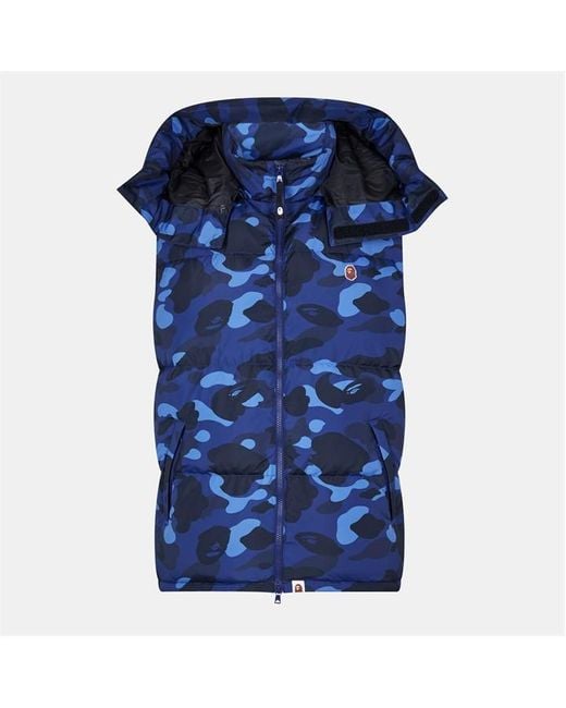 A Bathing Ape Blue Bape Colour Sleeveless Pattern Gilet for men
