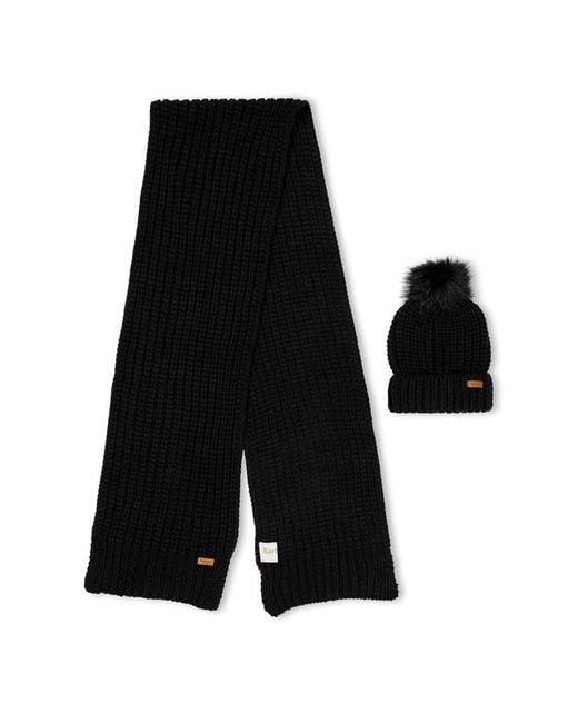 Barbour Black Saltburn Beanie & Scarf Gift Set