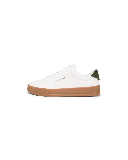 Tommy Hilfiger White Ess Leather Court Trainers for men