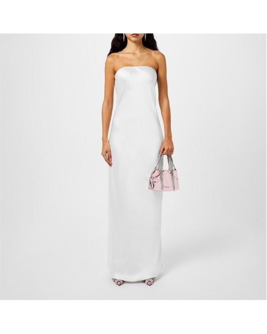 Norma Kamali White Bias Strapless Maxi Dress