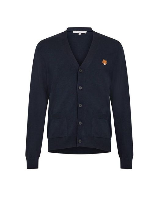 Maison Kitsuné Blue Fox Hooded Merino Cardigan for men