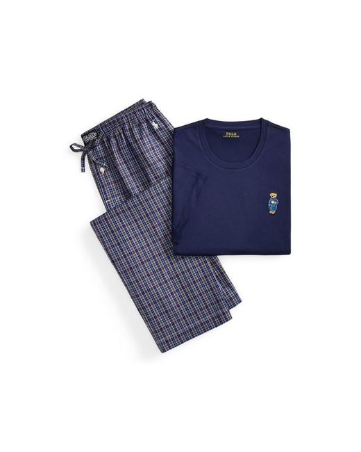 Polo Ralph Lauren Blue Bear Long Sleeve Pyjama Set for men