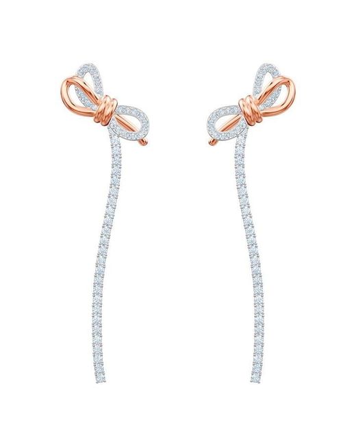 Swarovski Lifelong Bow Drop Earrings, Bow, White, Mixed Metal Finish