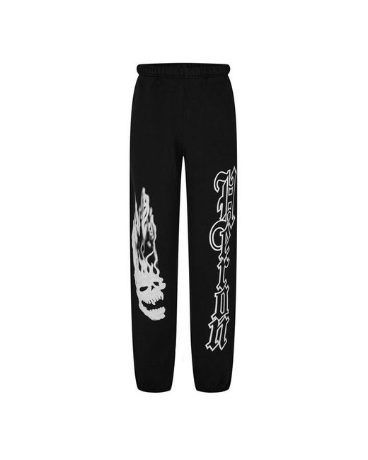 Heron Preston Black Flame Skull Sweatpants for men