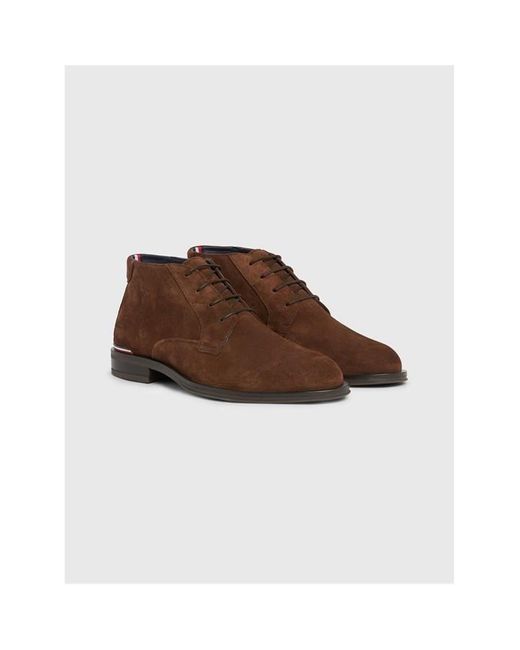 Tommy Hilfiger Brown Suede Lace Up Boots for men