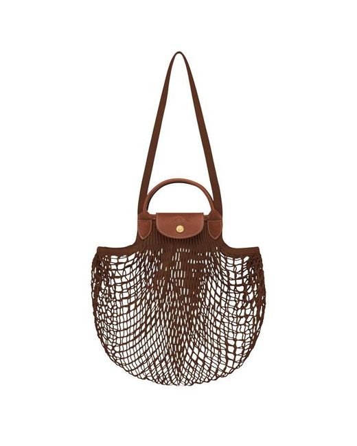 Longchamp Brown Le Pliage Mesh Shopping Bag