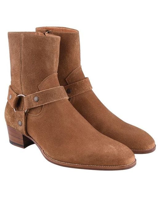 saint laurent wyatt harness boots brown