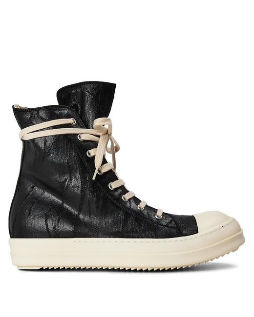 Rick Owens Black Megacrust Japanese Denim High Sneaks for men