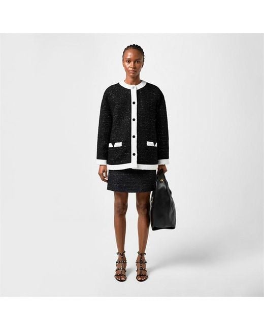 Valentino Black Oversized Tweed Coat