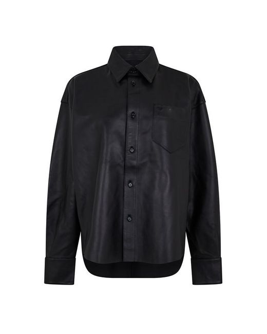 AMI Black Boxy Fit Leather Shirt