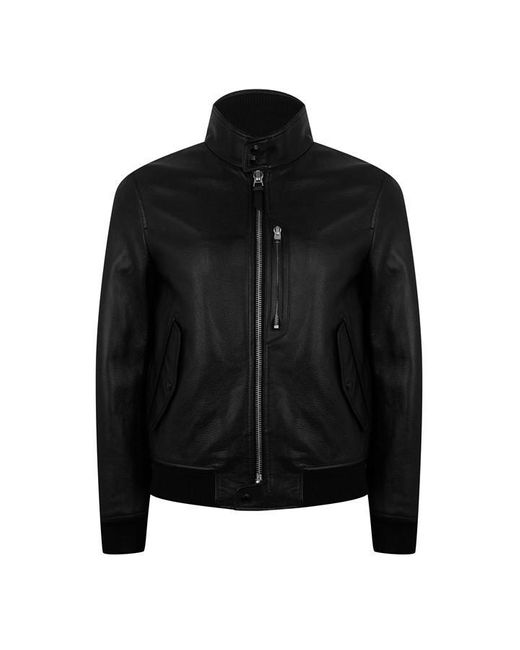 Tom Ford Black Harrington Leather Jacket for men