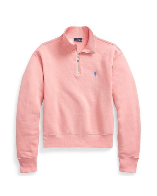 Polo Ralph Lauren Half Zip Sweater in Pink | Lyst UK