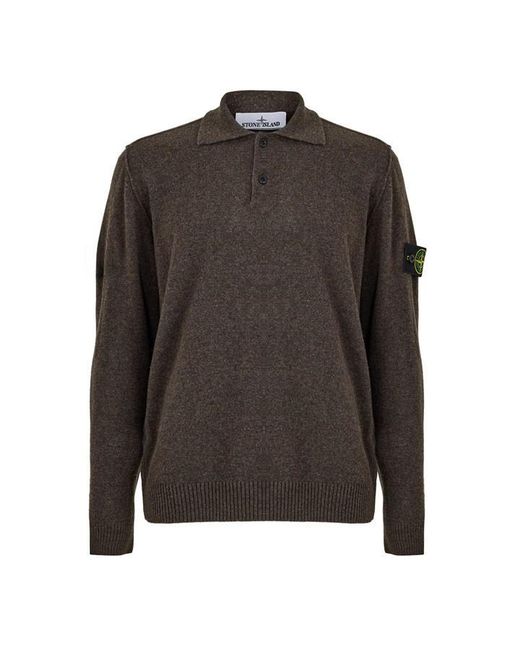Stone Island Brown Stone Knt Ls Polo Sn64 for men