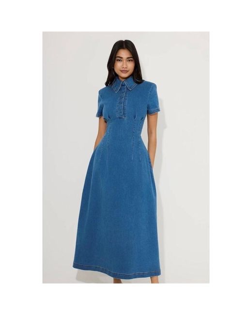 Odd Muse Blue Collar Long Maxi Dress