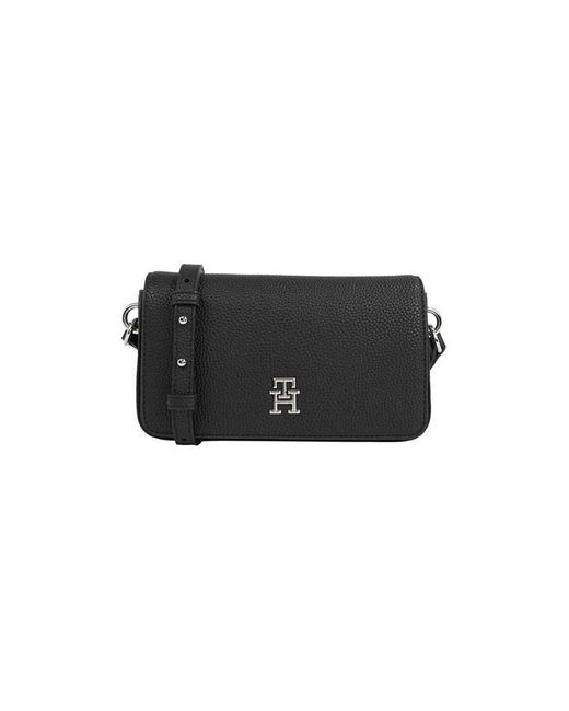 Tommy Hilfiger Black Emblem Flap Crossover Bag