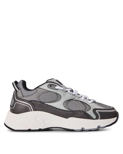Cleens Gray Leather Pulse Trainers for men