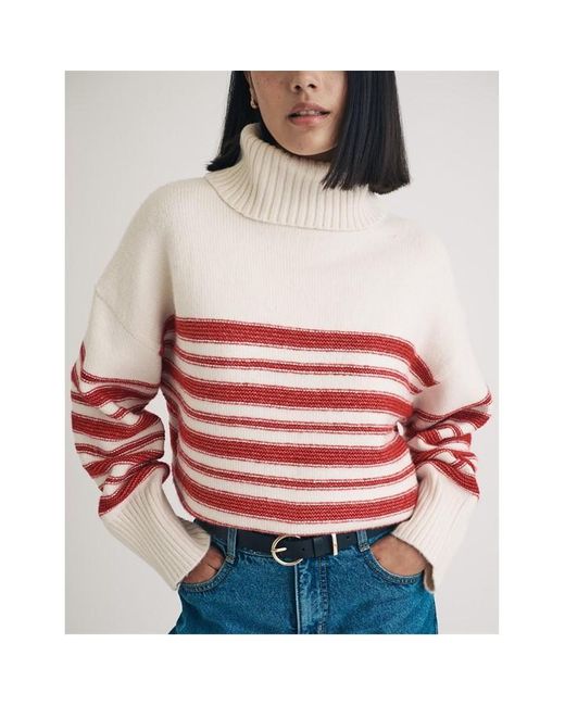 Nobody's Child Red Stripe Knitted Roll Neck Jumper