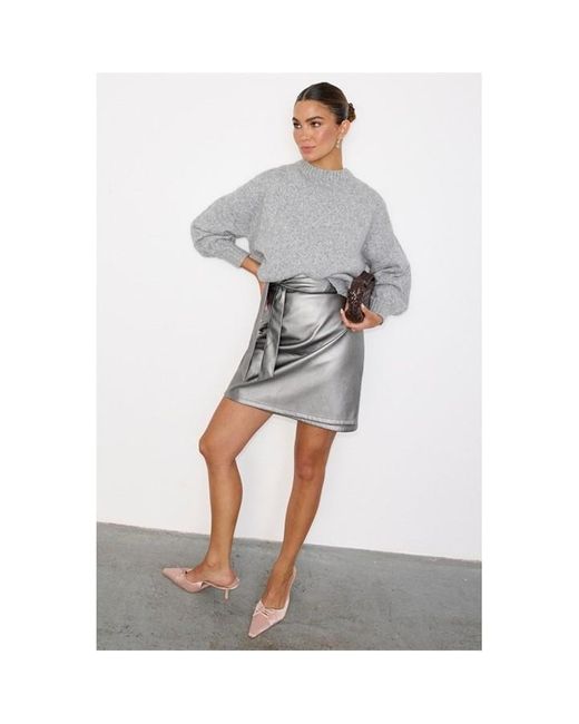 Never Fully Dressed Blue Metallic Pleated Mini Skirt