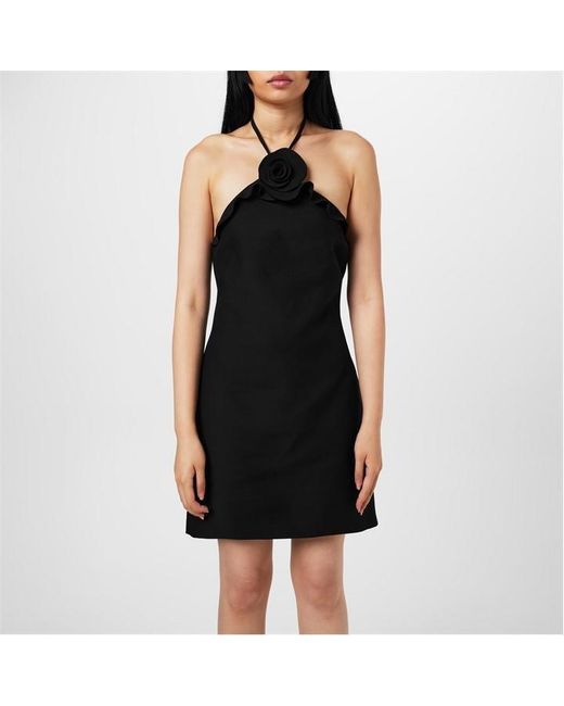 Valentino Black Rose Embroidered Dress