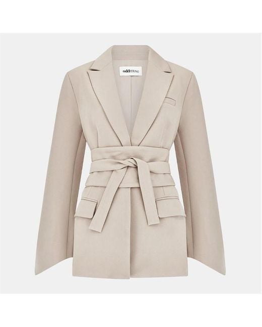 Odd Muse Natural Belted Long Sleeve Blazer