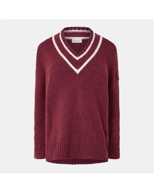 Moncler Red Knitted Crew Neck Jumper