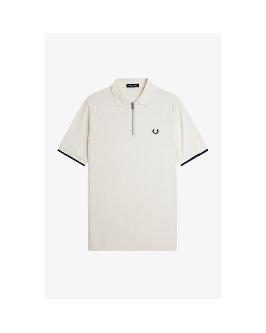 Fred Perry Natural Fred Crepe Zip Polo Sn44 for men