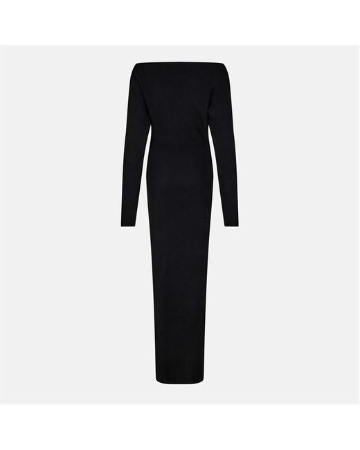 Naked Wardrobe Black Knit Off-Shoulder Sweater Maxi Dress