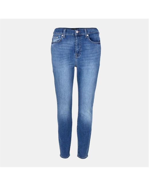 7 For All Mankind Blue Ankle Skinny Jeans