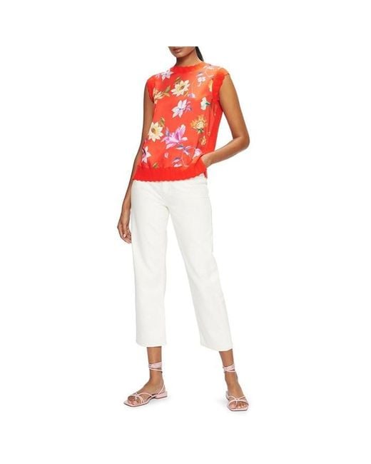 Ted Baker Red Floral Knitted Tank Vest
